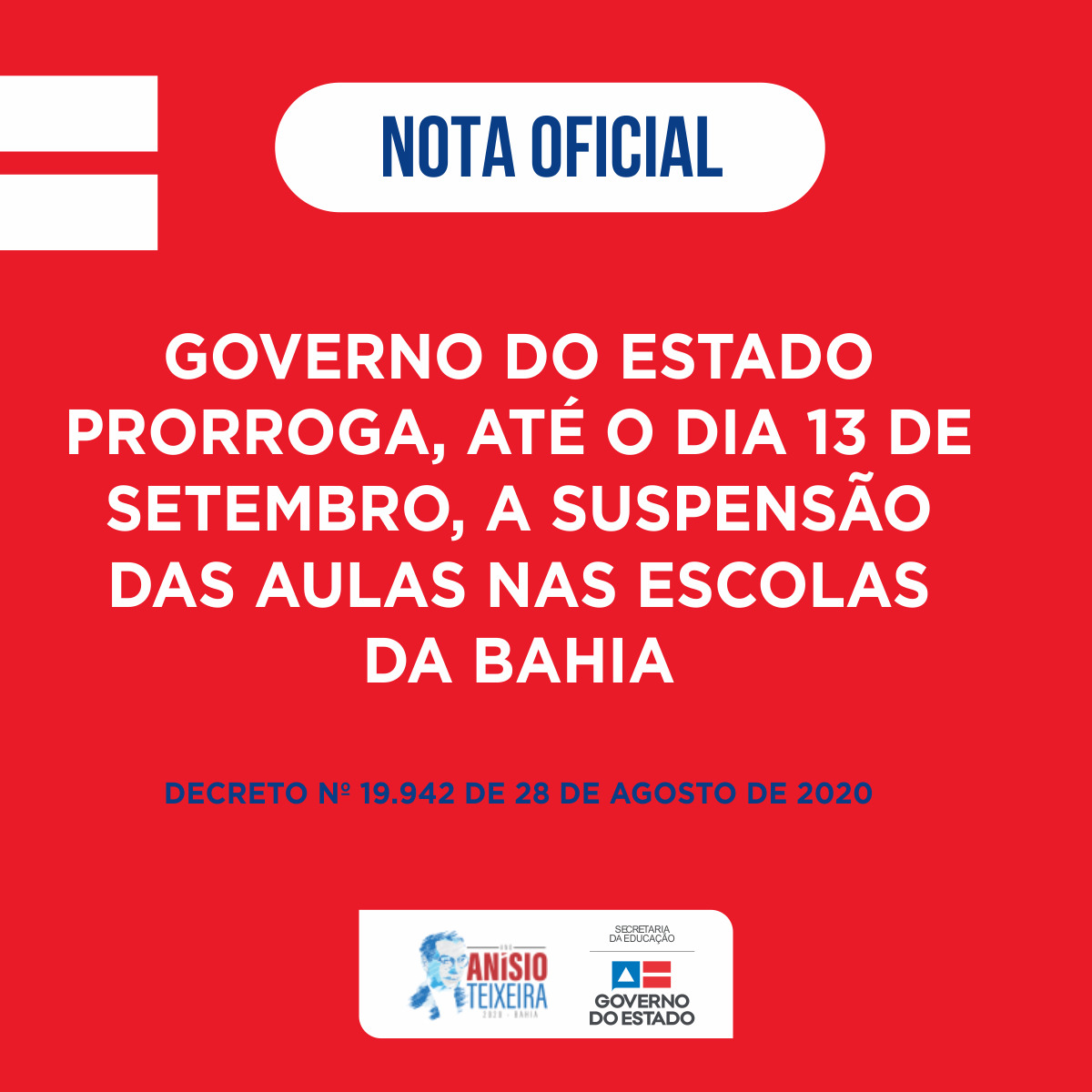 Estado prorroga até 13 de setembro decreto que proíbe aulas, eventos e aglomerações na Bahia