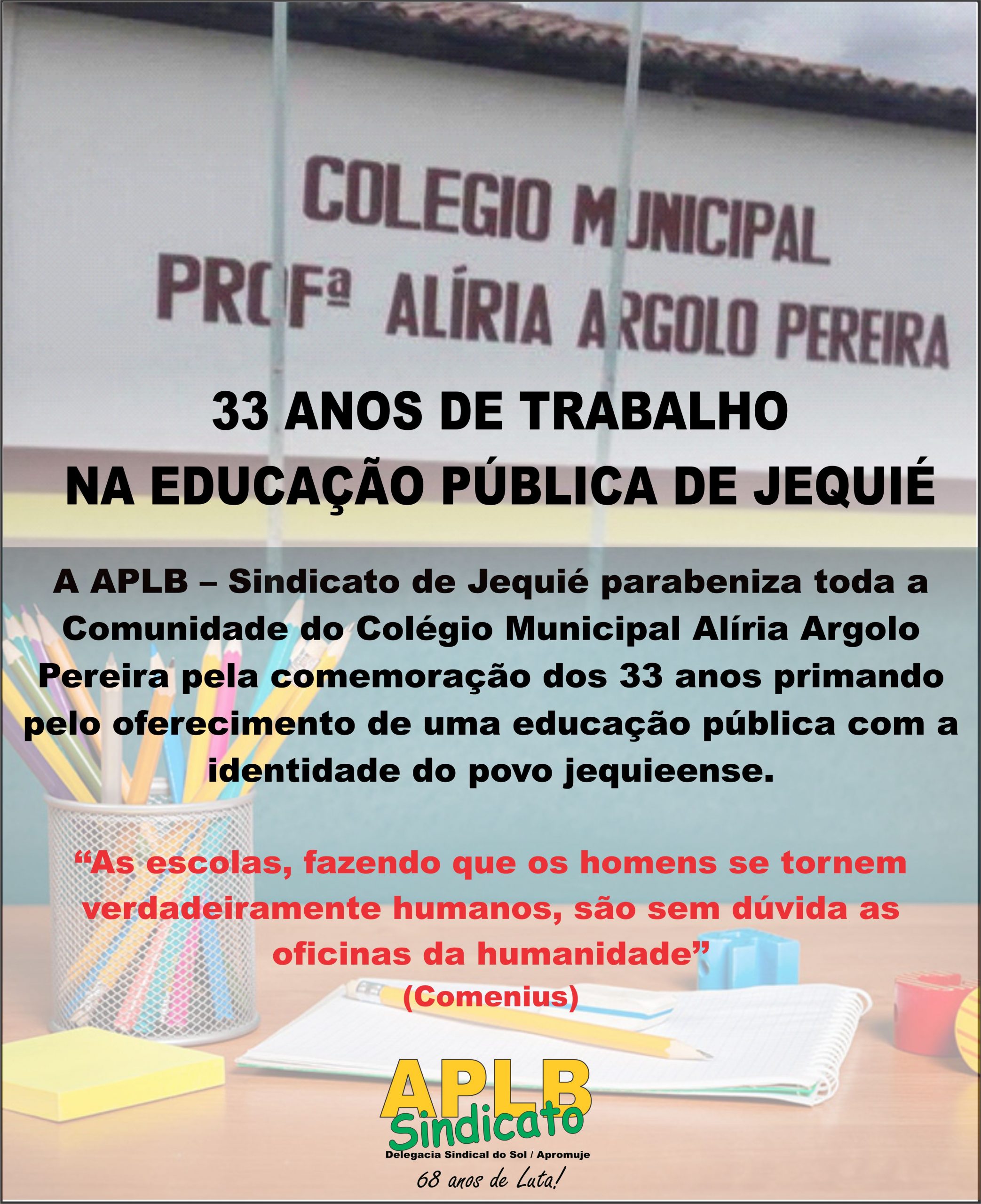 ALÍRIA ARGOLO, 33 ANOS DE TRABALHO NA EDUCAÇÃO PÚBLICA DE JEQUIÉ. PARABÉNS!