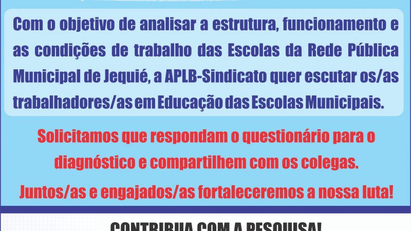 DIAGNÓSTICO DO INÍCIO DE ANO LETIVO NA REDE MUNICIPAL DE ENSINO – 2022. PARTICIPE RESPONDENDO O QUESTIONÁRIO.