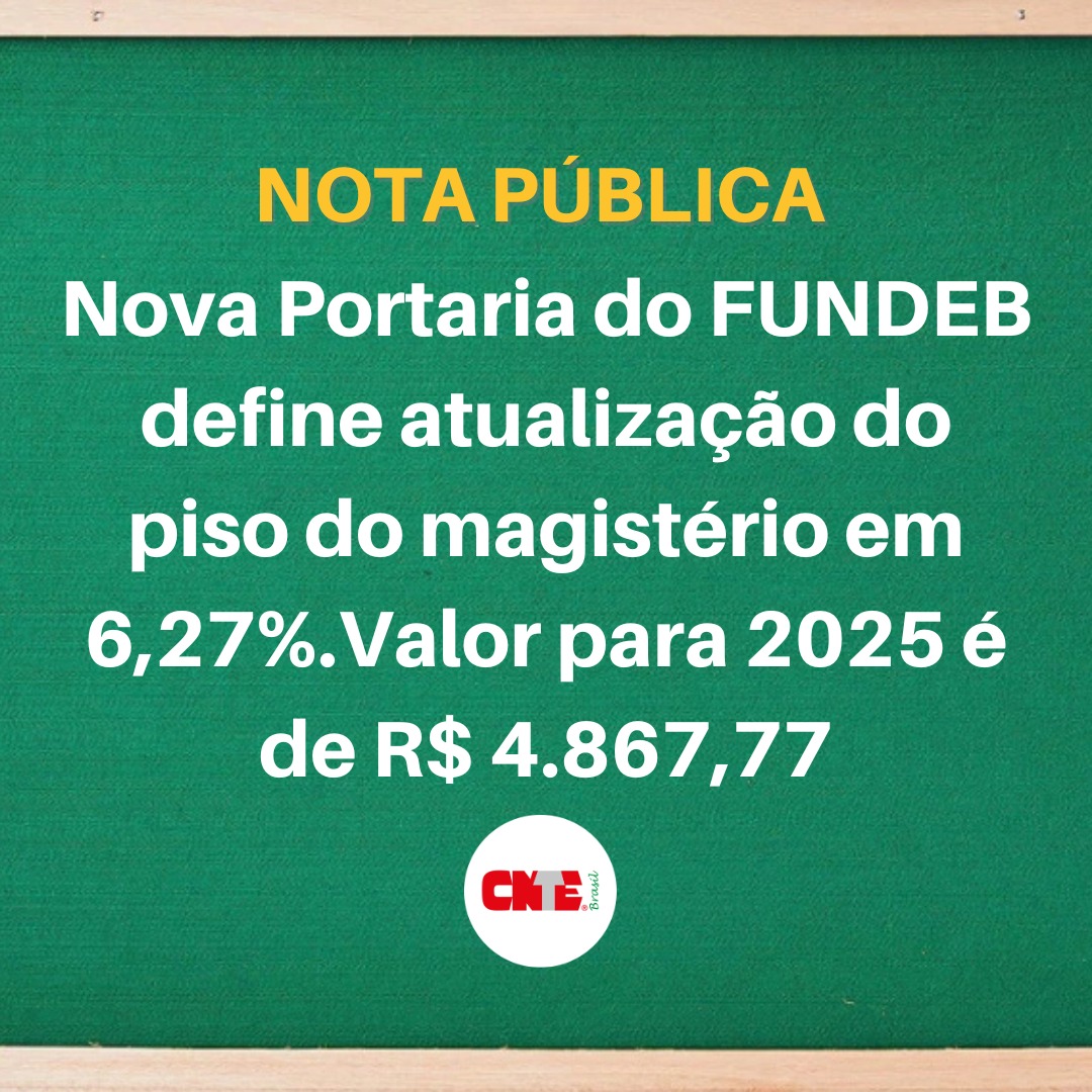 Nova Portaria do FUNDEB define atualização do piso do magistério em 6,27%