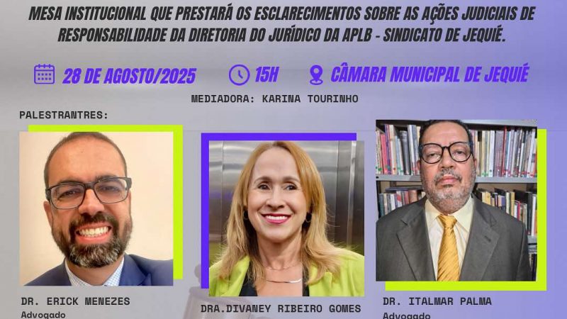 APLB-Sindicato de Jequié promove Encontro Jurídico para professores efetivos.
