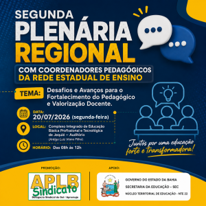 APLB PROMOVE SEGUNDA PLENÁRIA REGIONAL COM COORDENADORES PEDAGÓGICOS DA REDE ESTADUAL DE ENSINO